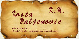 Kosta Maljenović vizit kartica